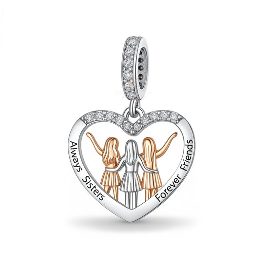 Pandora fitting Sister / Three Sisters Charm 925 Sterling Silver & Rose Gold