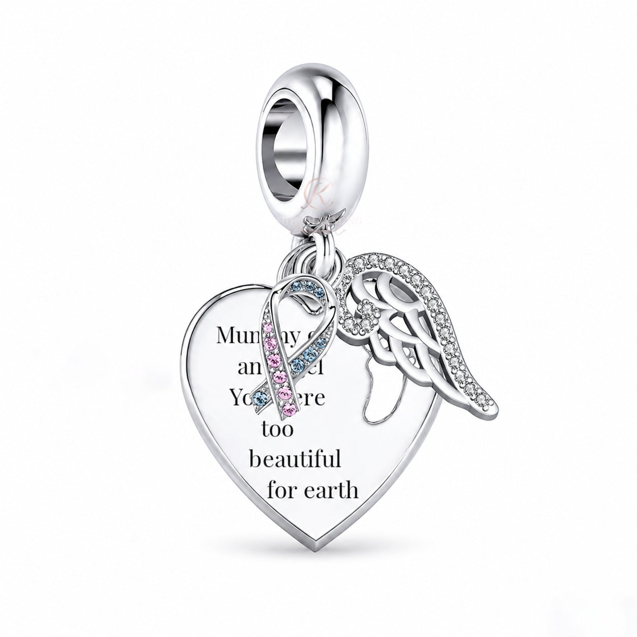 Pandora fitting baby loss / miscarriage Mummy Of An Angel Angel Wings Charm 925 Sterling Silver
