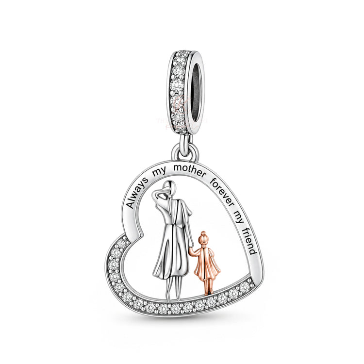Mum & Daughter Charm 925 Sterling Silver - Forever My Friend fits Pandora