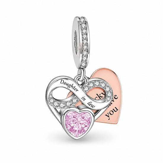 Daughter In Law Heart Charm 925 Sterling Silver & Rose Gold Fits Pandora
