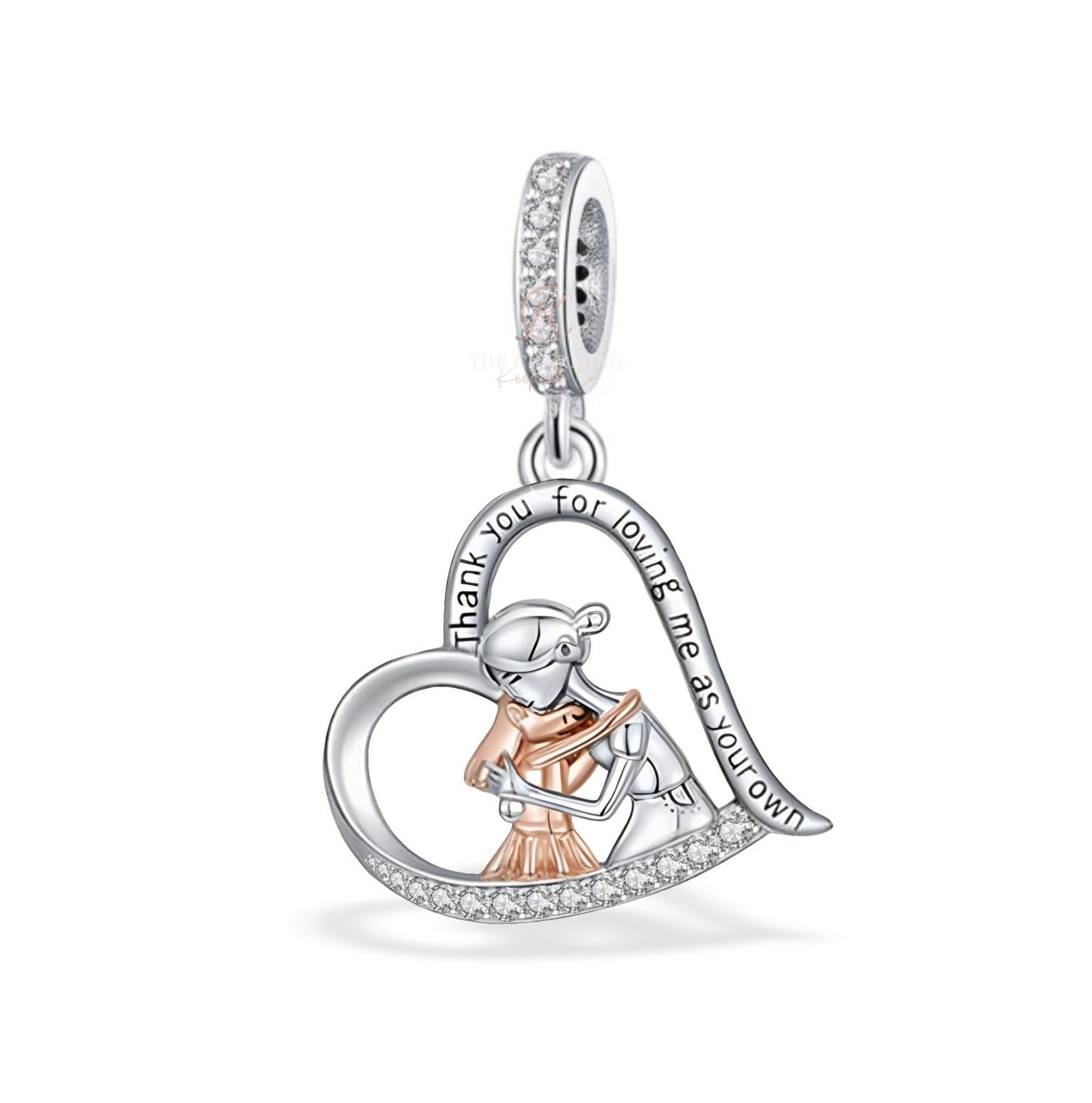 Step Mum / Mother Charm 925 Sterling Silver & Rose Gold fits Pandora