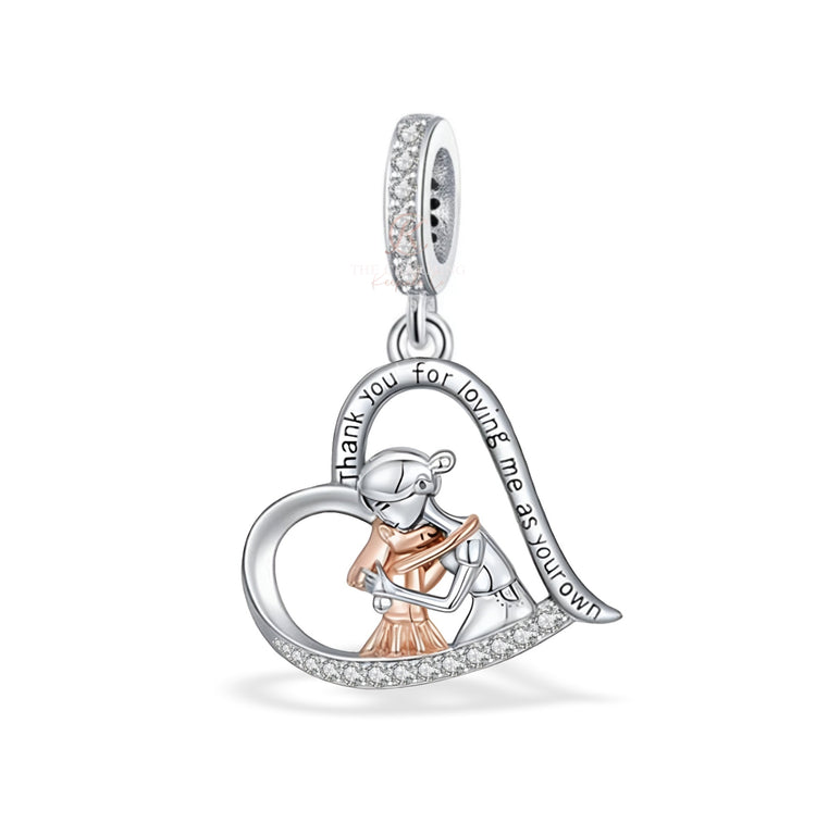 Step Mum / Mother Charm 925 Sterling Silver & Rose Gold fits Pandora