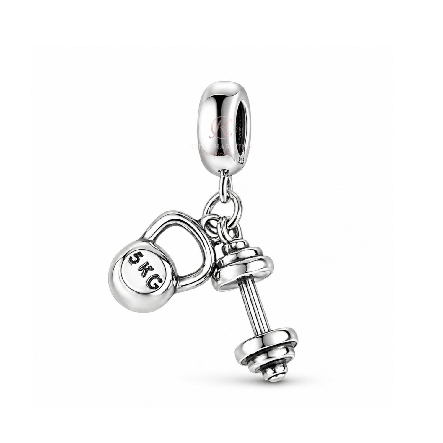 Exercise Dumbbell Weights Gym Charm 925 Sterling Silver fits Pandora 