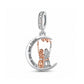 Best Friend Moon Charm 925 Sterling Silver and Rose Gold fits pandora