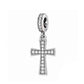Pandora fitting Cross Dangle Charm 925 Sterling Silver & Crystal