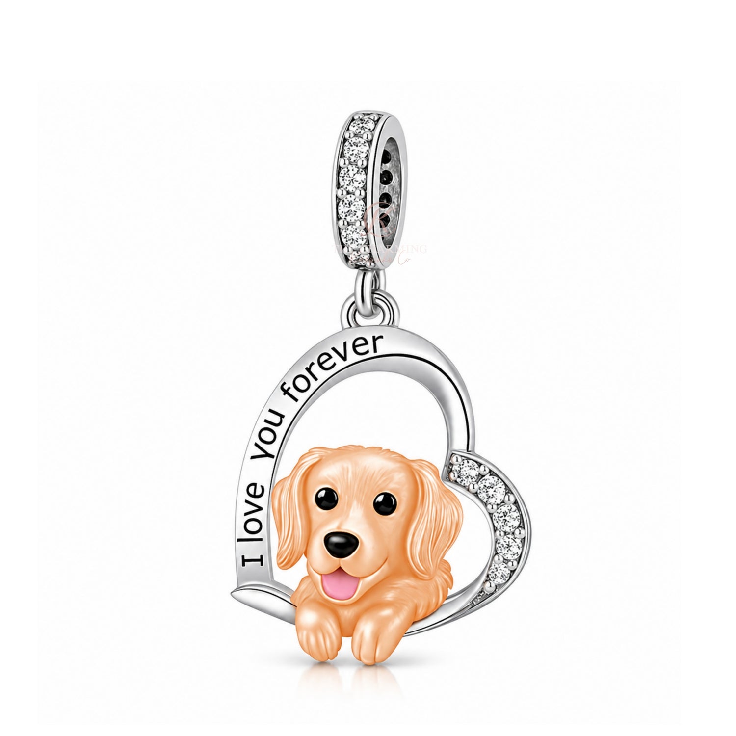 Pandora fitting Golden Retriever Dog Charm 925 Sterling Silver & Rose Gold