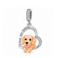 Pandora fitting Golden Retriever Dog Charm 925 Sterling Silver & Rose Gold