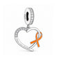 Orange Ribbon Charm 925 Sterling Silver - Racism Awareness OR Leukemia / Cancer fits Pandora