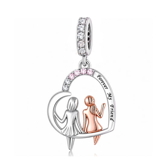 Pandora fitting Best friends Forever My Friend Charm 925 Sterling Silver & Rose Gold