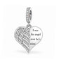Angel Wing Heart Charm 925 Sterling Silver - Son / Husband fits Pandora bracelets - Memorial