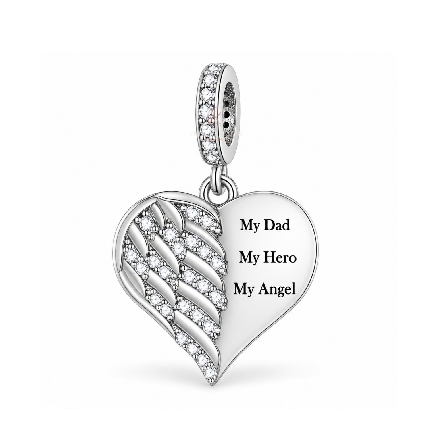 Pandora fitting Dad My Hero Angel Wings Charm 925 Sterling Silver Memorial