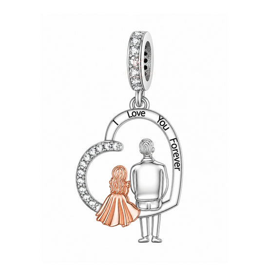 Pandora fitting Dad (or Grandad) & Daughter Charm 925 Sterling Silver and Rose Gold