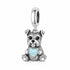 Schnauzer Dog Charm 925 Sterling Silver & Opal Heart fits Pandora