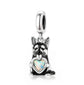 German Shepherd Dog Charm 925 Sterling Silver & Opal Heart Fits Pandora