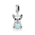 French Bulldog Dog Charm 925 Sterling Silver & Opal Heart fits Pandora