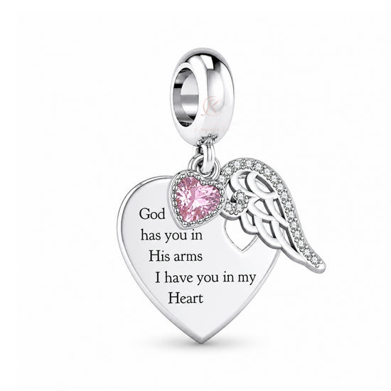 Pandora fitting Angel Wings Charm 925 Sterling Silver - God Has You In His Arms