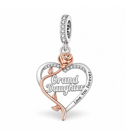 Granddaughter Heart Charm 925 Sterling Silver  fits Pandora