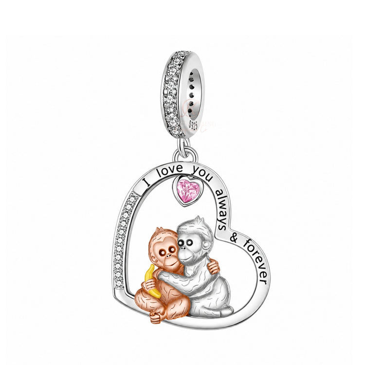 Pandora fitting Monkey Charm 925 Sterling Silver & Rose Gold - I Love You
