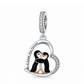 Penguins Charm 925 Sterling Silver - I Love You Forever fits Pandora