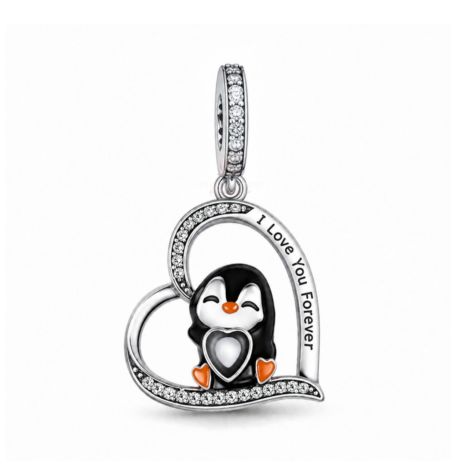 Pandora fitting Penguin Charm 925 Sterling Silver - I Love You Forever 