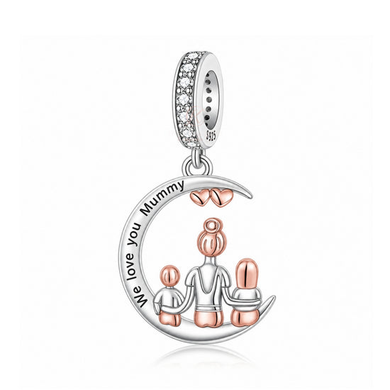 Pandora fitting Mummy Charm 925 Sterling Silver & Rose Gold Son & Daughter
