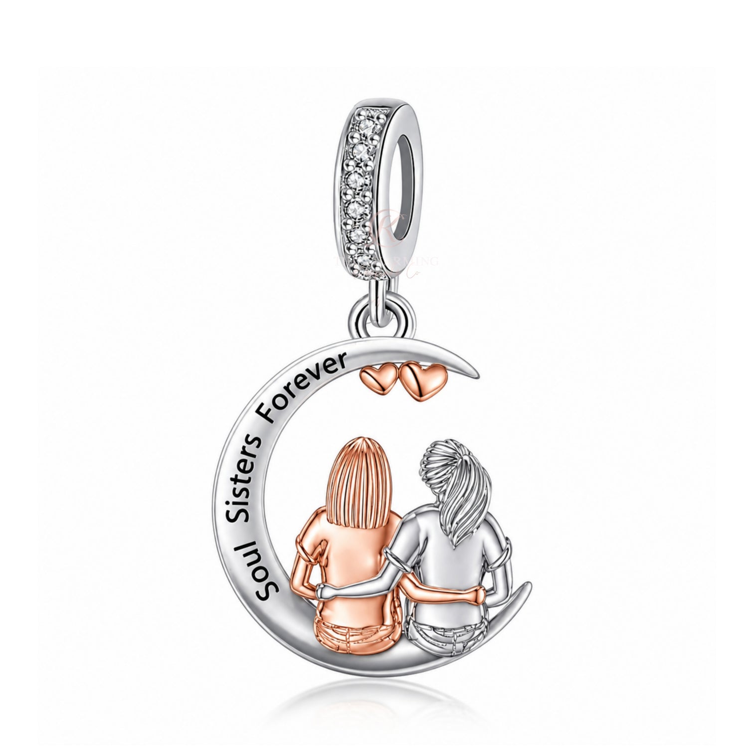 Soul Sisters Charm 925 Sterling Silver & Rose Gold Best friends fits Pandora 