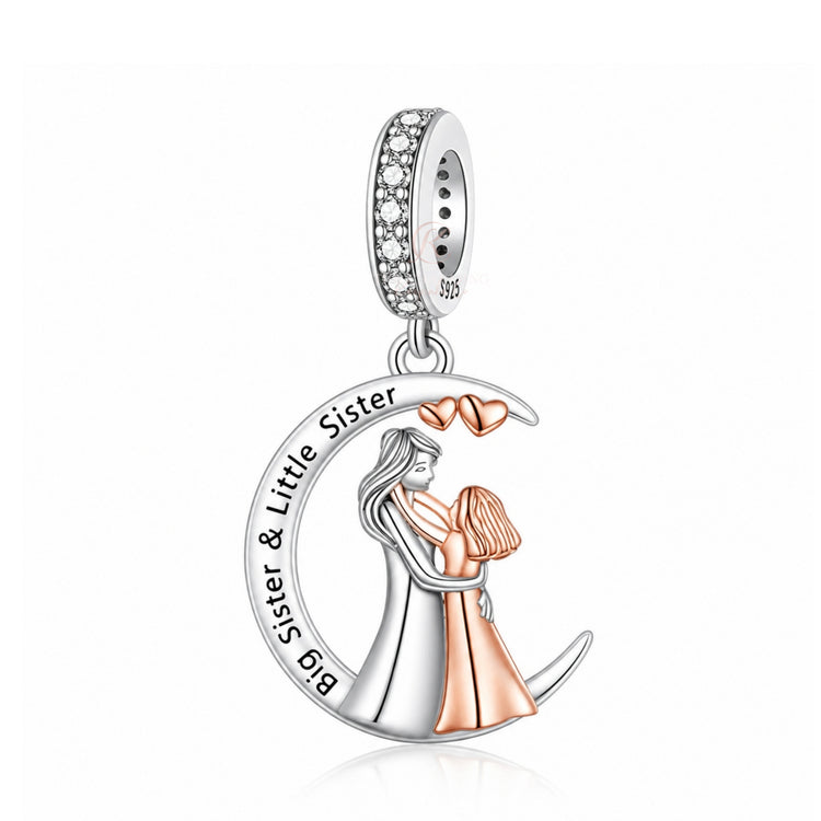 Big Sister & Little Sister Charm 925 Sterling Silver fits Pandora