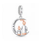 Dad & Daughter Moon Charm 925 Sterling Silver and Rose Gold fits Pandora
