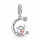Pandora fitting Elephant Charm 925 Sterling Silver - I Love You to the Moon Mummy / Daughter Gift