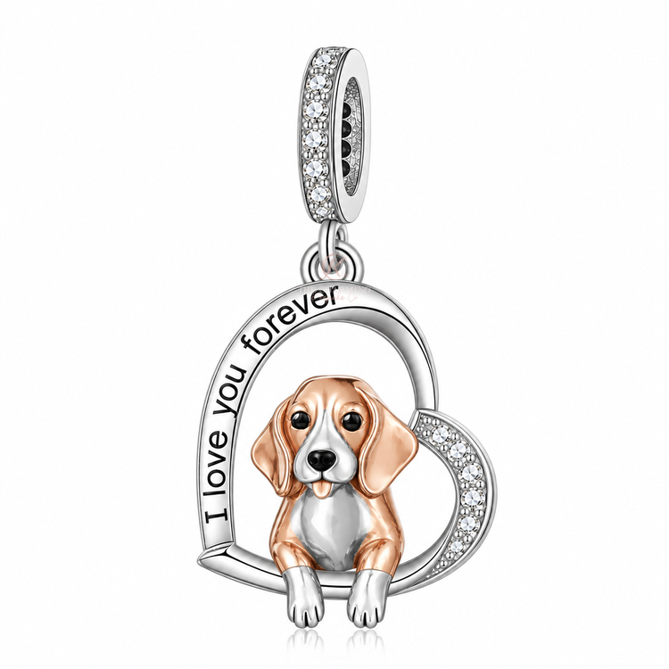 Pandora fitting Beagle Dog Charm 925 Sterling Silver & Rose Gold