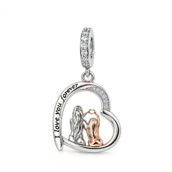 Pandora fitting Mother/Daughter OR Auntie/Niece OR Big Sister/Lil Sister Charm 925 Sterling Silver