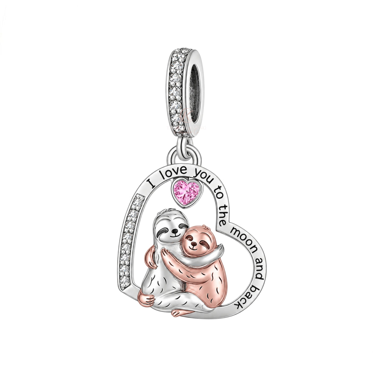 Pandora fitting Wife Girlfriend Sloth Charm I Love You To The Moon & Back 925 Sterling Silver & Rose Gold