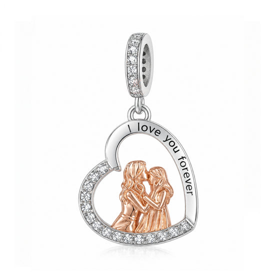 Pandora fitting Mum & Daughter Charm 925 Sterling Silver rose gold