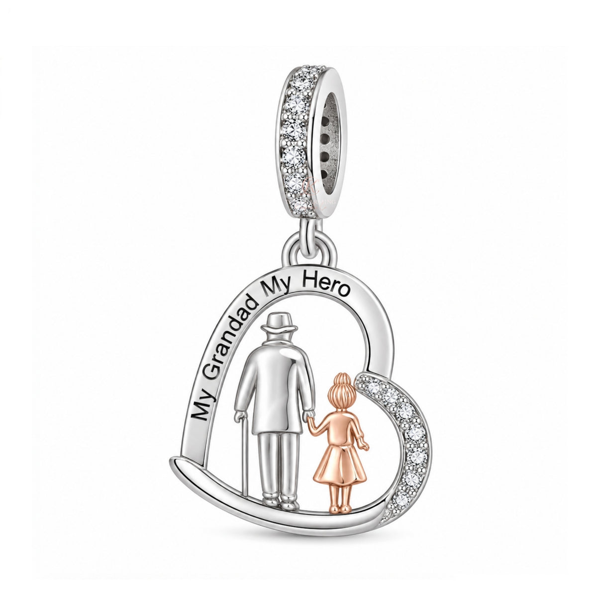 Pandora fitting  Grandad Hero Charm 925 Sterling Silver