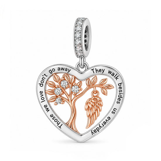 Pandora fitting Family Tree Angel Wing Charm Rose Gold & 925 Sterling Silver