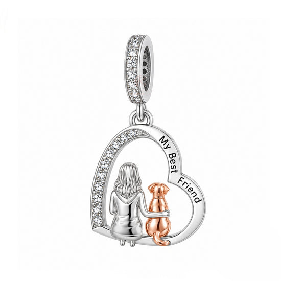 Pandora fitting Dog Charm My Best Friend 925 Sterling Silver & Rose Gold