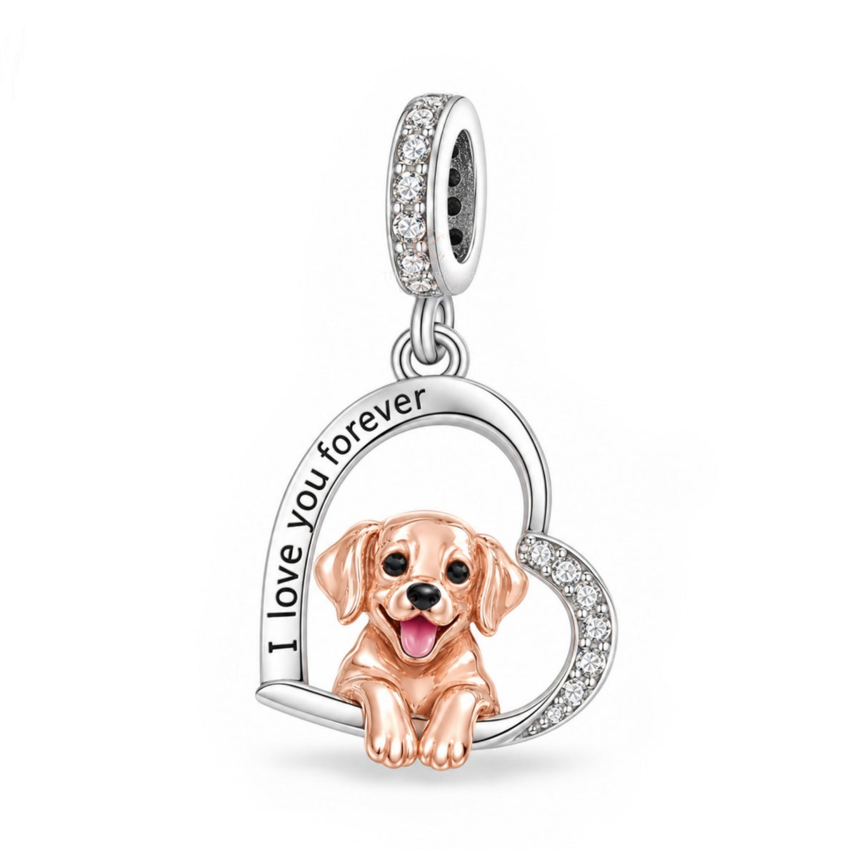 Pandora fitting Labrador Dog Charm 925 Sterling Silver & Rose Gold 