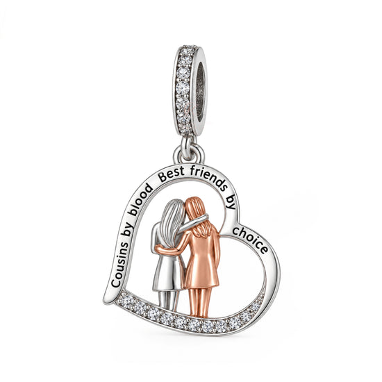 Pandora fitting Cousin Heart Charm 925 Sterling Silver and Rose Gold