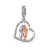 Pandora fitting Cousin Heart Charm 925 Sterling Silver and Rose Gold