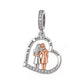 Pandora fitting Cousin Heart Charm 925 Sterling Silver and Rose Gold