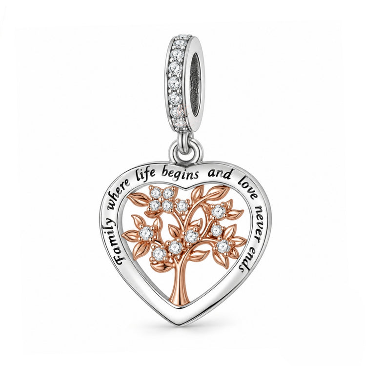 Pandora fitting Family Tree Charm 925 Sterling Silver & Rose Gold