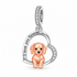 pandora fitting Sausage Dog / Dachshund I Love You Forever Charm 925 Sterling Silver & Rose Gold