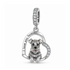 pandora fitting Schnauzer Dog Charm 925 Sterling Silver - Love You Forever