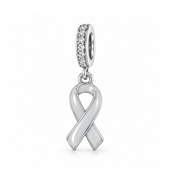 Pandora fitting Silver / Grey Awareness Ribbon Charm 925 Sterling Silver
