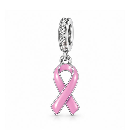 Pandora fitting Pink Breast Cancer Awareness Ribbon Charm 925 Sterling Silver