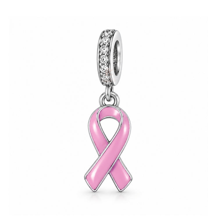 Pandora fitting Pink Breast Cancer Awareness Ribbon Charm 925 Sterling Silver