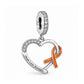 Orange Ribbon Charm 925 Sterling Silver - Racism Awareness OR Leukemia / Cancer fits Pandora