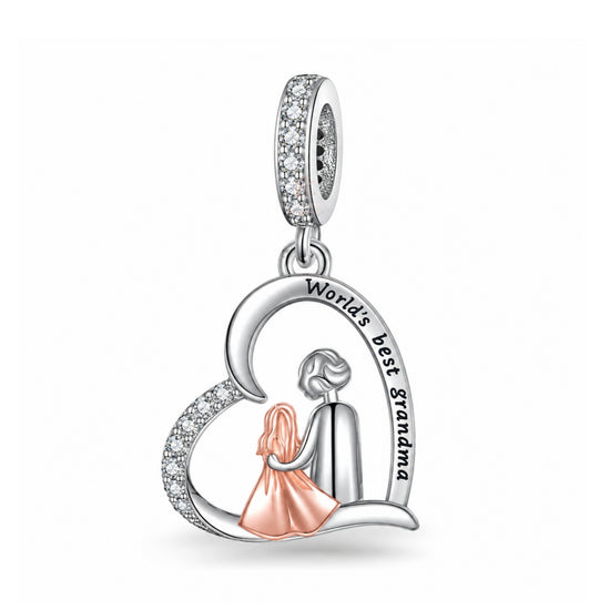 PANDORA FITTING Grandma Charm 925 Sterling Silver & Rose Gold