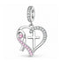Pandora fitting Breast Pink Cancer Ribbon & Cross Charm 925 Sterling Silver