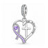 Pandora fitting Purple Awareness Ribbon Charm 925 Sterling Silver